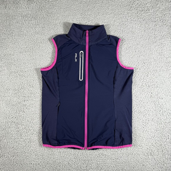 RLX Ralph Lauren Jackets & Blazers - RLX Ralph Lauren Golf Vest Women's Small Full-Zip Blue Pink Pockets Jacket